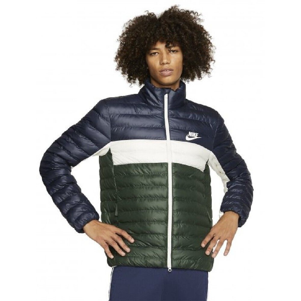 Nike Vintage Rare Down Bubble Nylon Jacket Coat Shiny Glanz Blue White Green